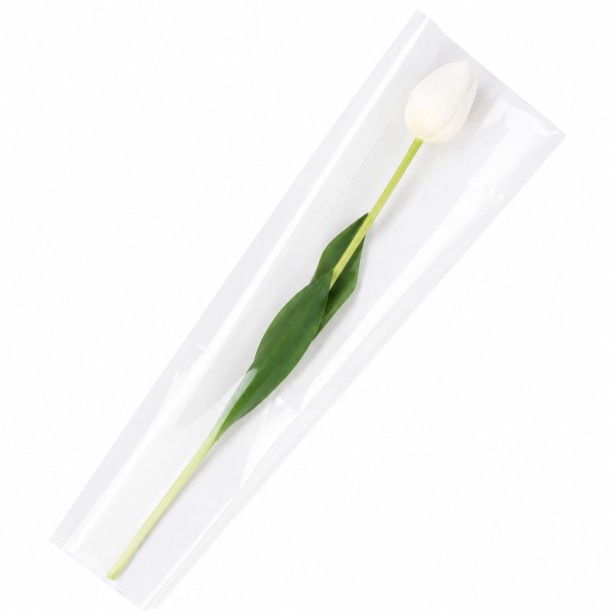Funda plástica flor blanco kraft