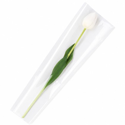 Funda plástica flor blanco kraft