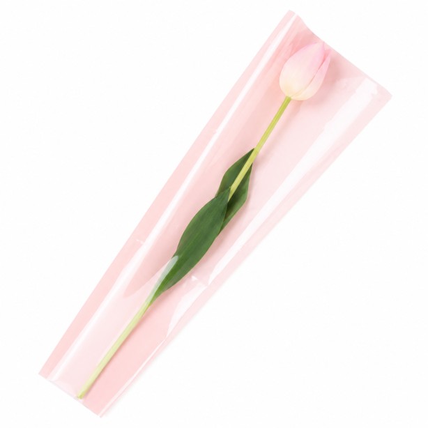 Funda plástica flor rosa kraft