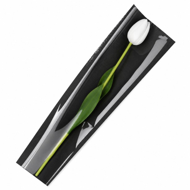 Funda plástica flor negro kraft