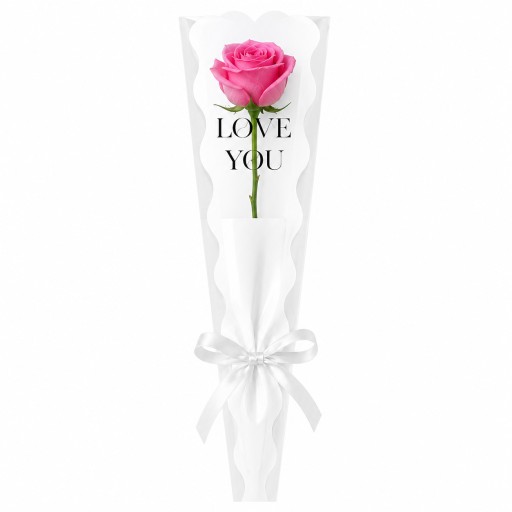 Funda plástica flor love you blanco