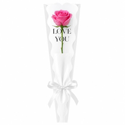 Funda plástica flor love you blanco