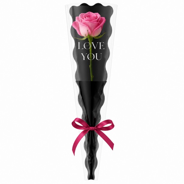 Funda plástica flor love you negro