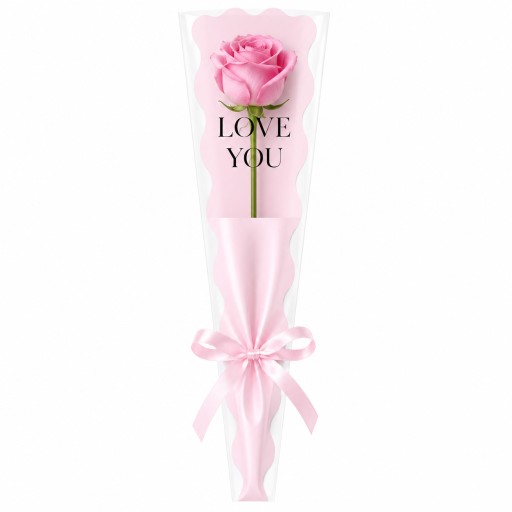 Funda plástica flor love you rosado