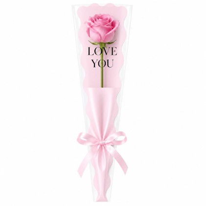 Funda plástica flor love you rosado